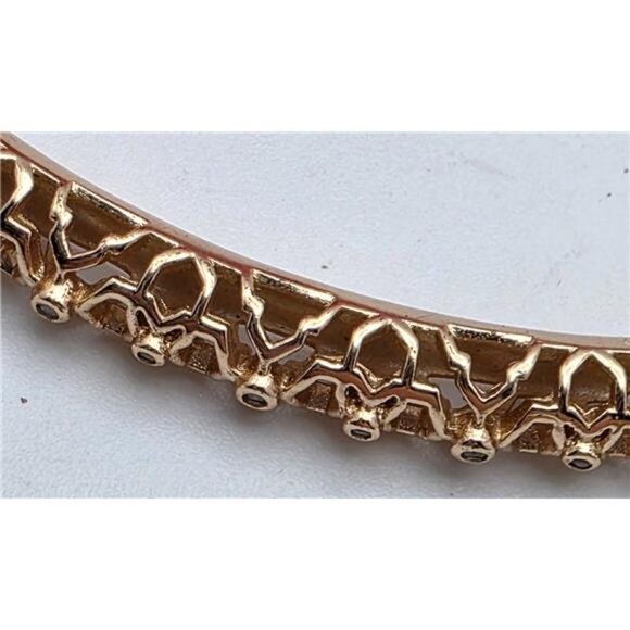 Kendra Scott Rose Gold Filigree Bar Rhinestone Necklace, Adjustable Slider 27″ - Picture 3 of 6